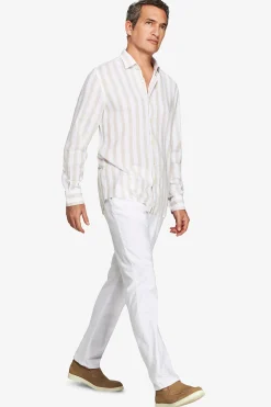 Camicia misto lino Herringbone sabbia