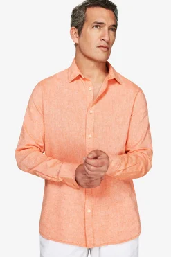 Camicia misto lino relaxed arancio