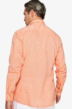 Camicia misto lino relaxed arancio