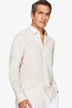 Camicia misto lino relaxed beige