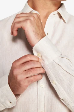 Camicia misto lino relaxed beige