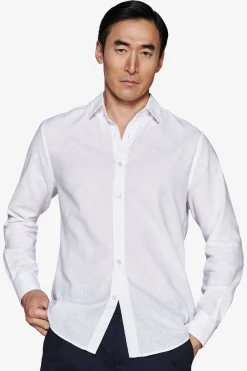 Camicia misto lino relaxed bianca