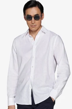 Camicia misto lino relaxed bianca