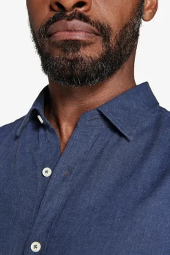 Camicia misto lino relaxed blu