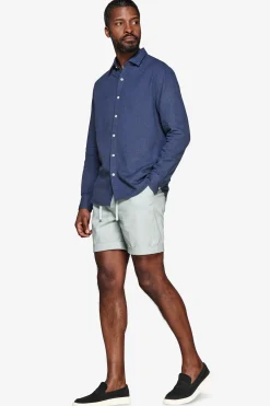 Camicia misto lino relaxed blu