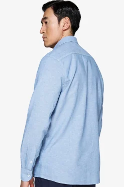 Camicia misto lino relaxed celeste