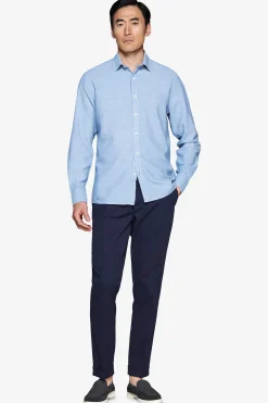 Camicia misto lino relaxed celeste