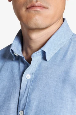 Camicia misto lino relaxed celeste
