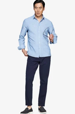 Camicia misto lino relaxed celeste