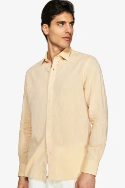 Camicia misto lino relaxed gialla