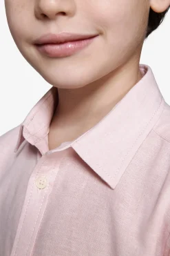 Camicia misto lino relaxed rosa Kids