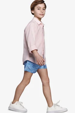 Camicia misto lino relaxed rosa Kids