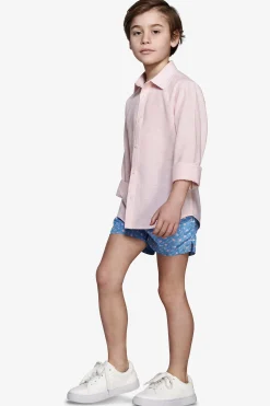 Camicia misto lino relaxed rosa Kids