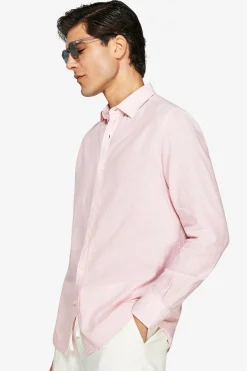 Camicia misto lino relaxed rosa