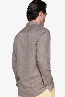 Camicia misto lino relaxed tortora