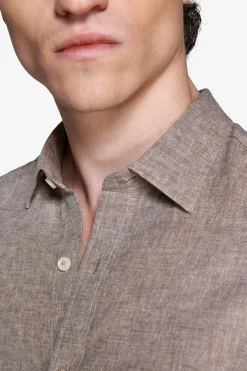 Camicia misto lino relaxed tortora