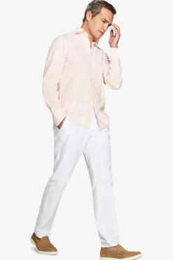 Camicia misto lino stampa fiori rosa