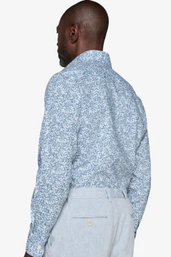 Camicia misto lino stampa fiori avion