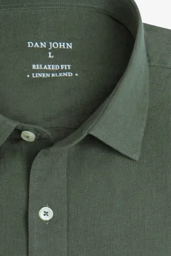 Camicia misto lino verde
