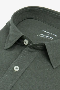 Camicia misto lino verde