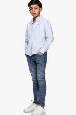 Camicia oxford a righe celeste Kids