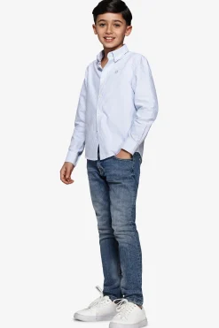Camicia oxford a righe celeste Kids