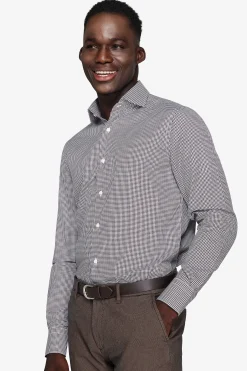 Camicia pied de poule marrone