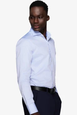 Camicia piquet celeste slim