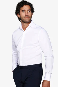 Camicia piquet polso gemelli bianca slim