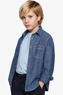 Camicia slim denim chambray Kids