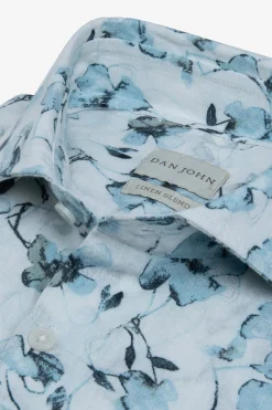 Camicia stampa fiore turchese