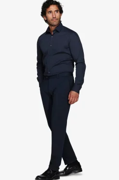 Camicia stretch unita blu slim
