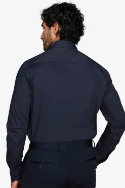 Camicia stretch unita blu slim