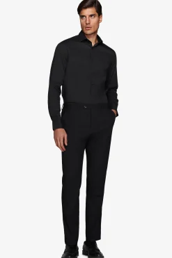 Camicia stretch unita nera slim