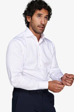 Camicia unita twill bianca slim