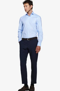 Camicia unita twill celeste slim
