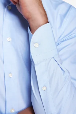 Camicia unita twill celeste slim