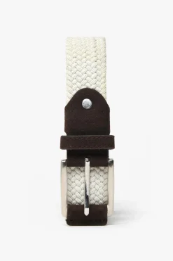Cintura sportiva elastica intrecciata panna