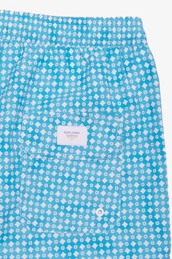 Costume da bagno stampa geometrica turchese