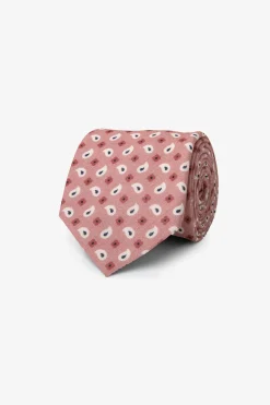 Cravatta cotone disegno cashmere rosa