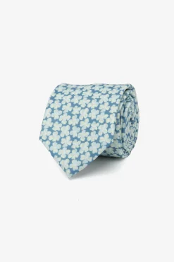 Cravatta jacquard fantasia fiori menta