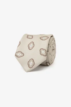 Cravatta jacquard stampa geometrica beige