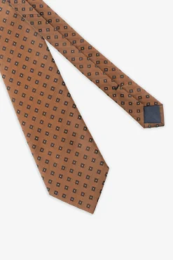 Cravatta micro fantasia geometrica arancio