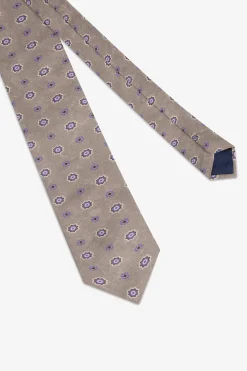 Cravatta stampa macro cerchio beige