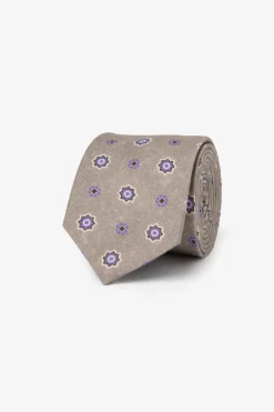 Cravatta stampa macro cerchio beige