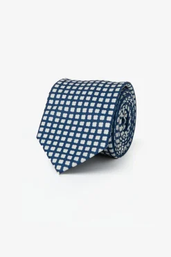 Cravatta stampa micro fiore blu