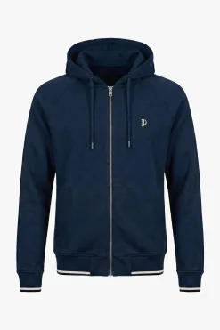 Felpa full zip con cappuccio blu