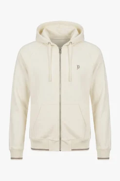 Felpa full zip con cappuccio bianca
