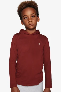Felpa jersey con cappuccio e ricamo bordeaux Kids