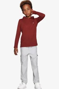 Felpa jersey con cappuccio e ricamo bordeaux Kids